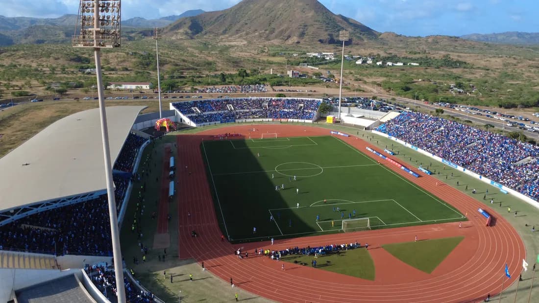 Vista aérea do Estádio Nacional de Cabo Verde, na Praia